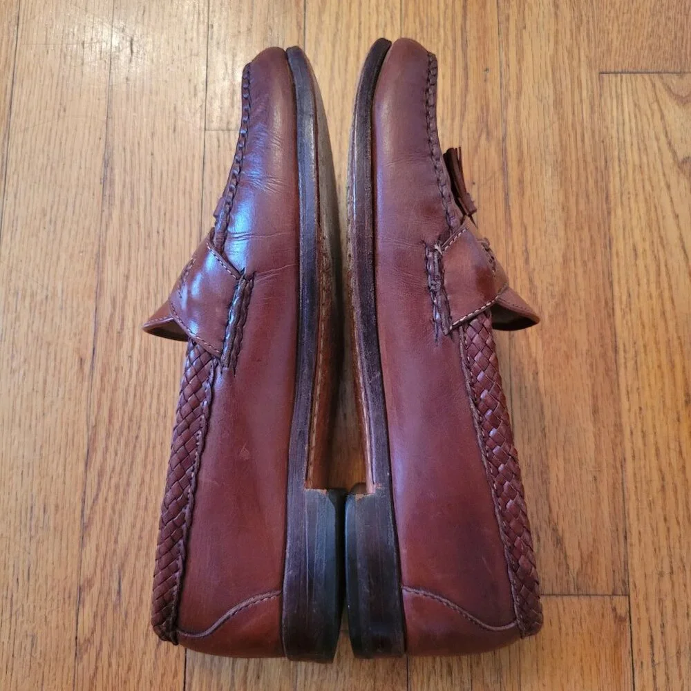 Allen Edmonds MAXFIELD Brown Tassel Loafers 9.5D Braided Leather Dress‎ Shoes